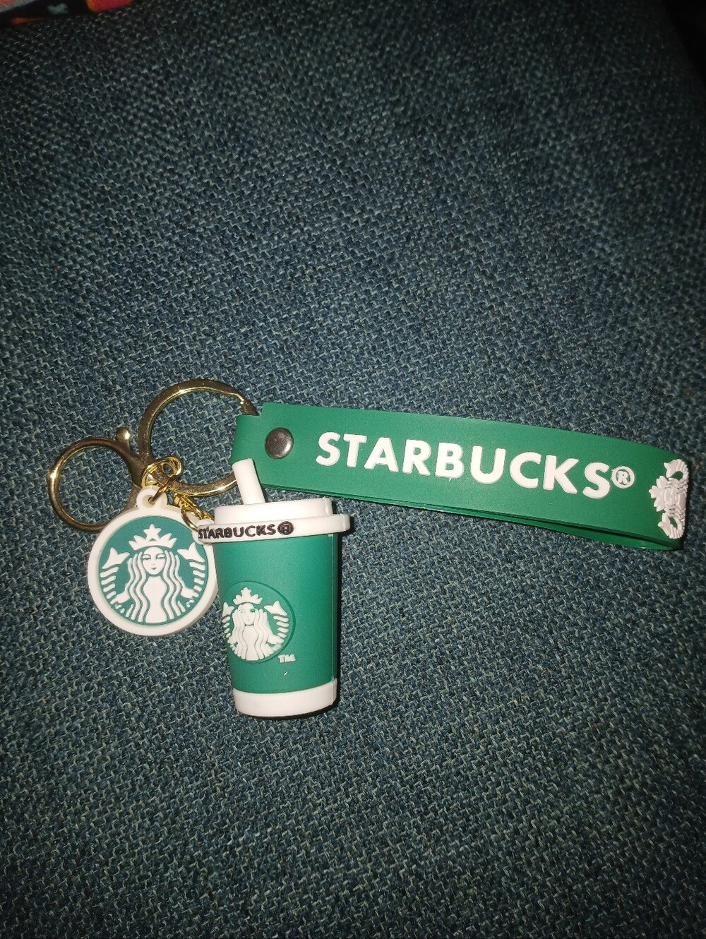 Starbucks Green Branded Cup Keychain with Logo Charm